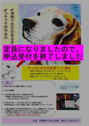 大人のための色鉛筆アート講座ポスター(定員になりました)