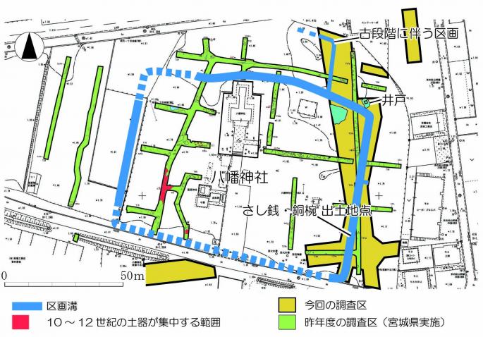 神社周辺の調査平面図