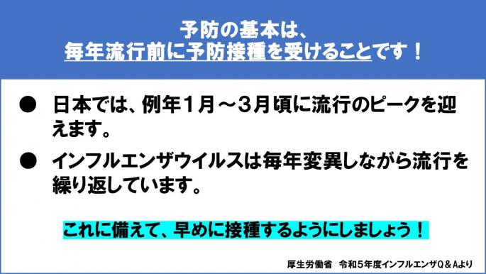 インフルエンザ予防接種について（呼びかけ）