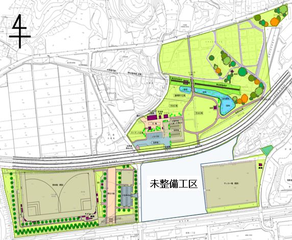 中央公園平面図（方位付き）